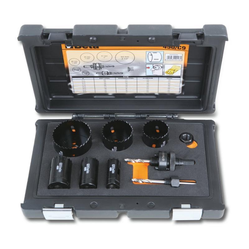 Assortimento Di Seghe A Tazza Con Accessori Per Elettricisti In Cassetta Di Plastica Antiurto 450/C9 Beta 004500305
