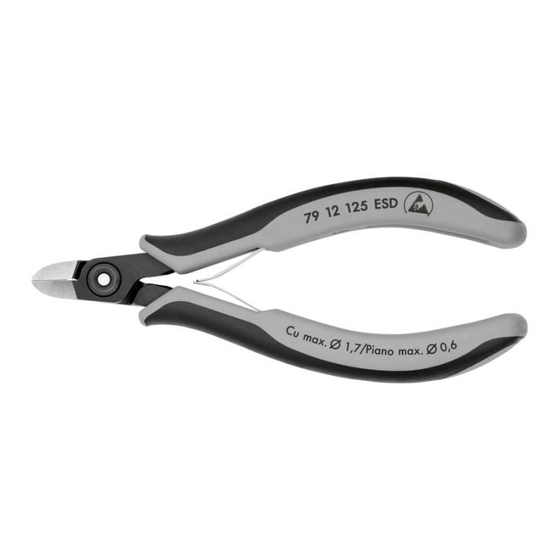 KNIPEX 79 12 125 ESD Tronchese laterale di precisione per elettronica ESD con impugnature multicomponente brunita 125 mm