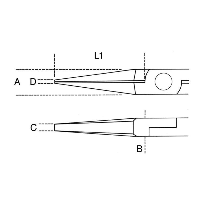 Pinza Per Elettronica A Becchi Piatti Lunghi Lisci Impugnatura Bimateriale 1172BM Beta 011720101