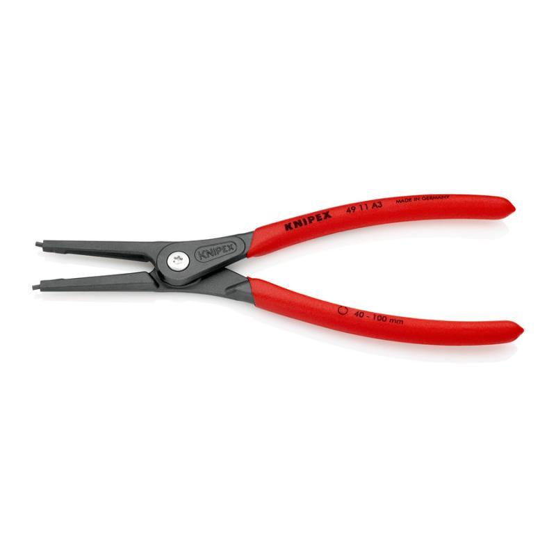 KNIPEX 49 11 A3 SB Pinza di precisione per anelli di sicurezza per anelli di sicurezza esterni su alberi rivestiti in resina sintetica antiscivolo bonderizzata grigia 225 mm in confezione Self-service