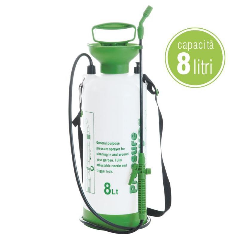 Pompa A Pressione Jenny 8 Capacità Serbatoio 8 Lt + Lancia In Plastica Da 44cm - Lunghezza Tubo 130cm