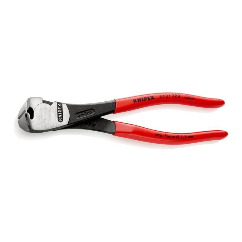 KNIPEX 67 01 200 Tronchese per meccanica con tagliente frontale - tipo forte rivestiti in resina sintetica atramentata nera 200 mm