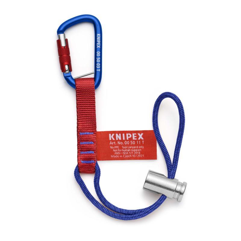 KNIPEX 00 50 13 T BK Adattatori a fettuccia con moschettone fisso Per la protezione anticaduta degli utensili 186 mm in blister