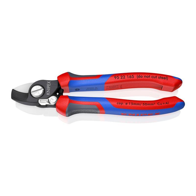 KNIPEX 95 22 165 Cesoia per cavi Con molla di apertura con manici comfort brunita 165 mm