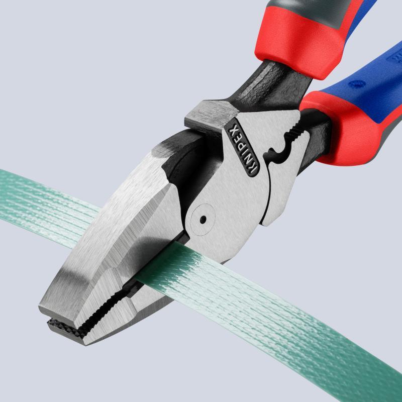 KNIPEX 09 12 240 Pinza universale tipo forte "Lineman's Pliers" modello americano con manici comfort atramentata nera 240 mm