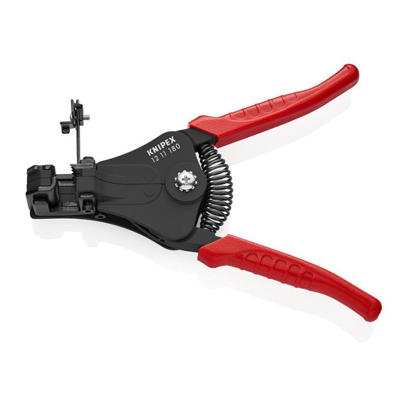 KNIPEX 12 11 180 Pinza spelacavi con lame sagomate rivestiti in resina sintetica verniciata nera 180 mm