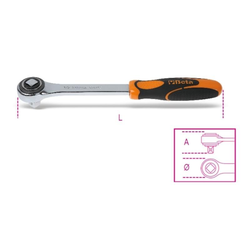 Cricchetto Semplice Con Attacco Quadro Scorrevole 1/2" Cromato BETA 920/50