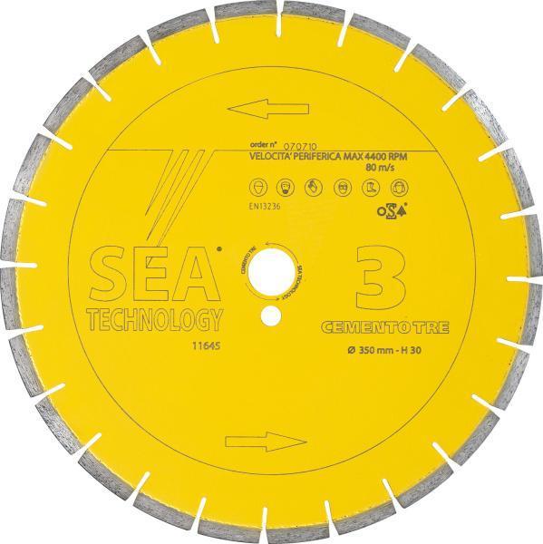 Disco Diamantato Per Cemento Adatto Su Macchine Con Potenza Fino ai 13 HP SEA TECHNOLOGY — 300x3,2 / Cemento Tre - OTTIMO