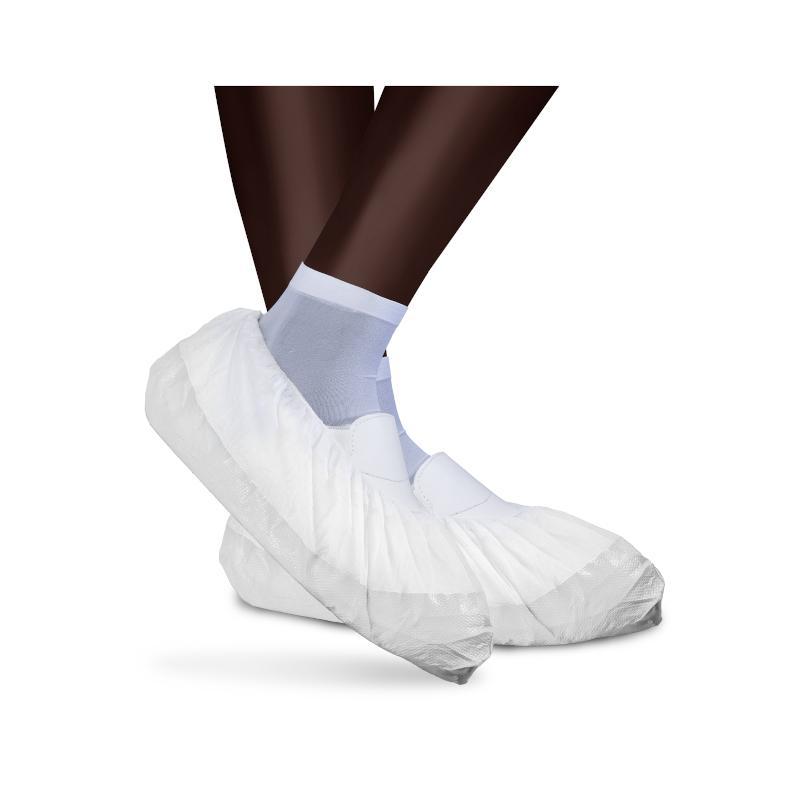 Sovrascarpe Monouso In Plp Duo Cover Suola Antiscivolo Rinforzata CPE Colore Bianco