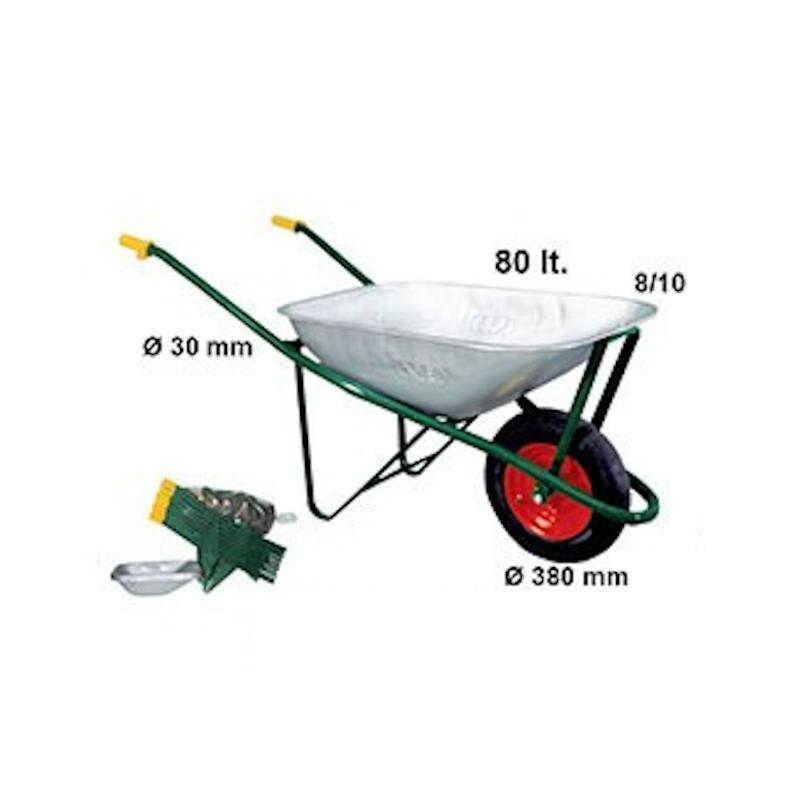 Carriola Con Vasca Zincata 80lt Con Ruota Pneumatica (smontata Con Telaio Unico Pezzo)