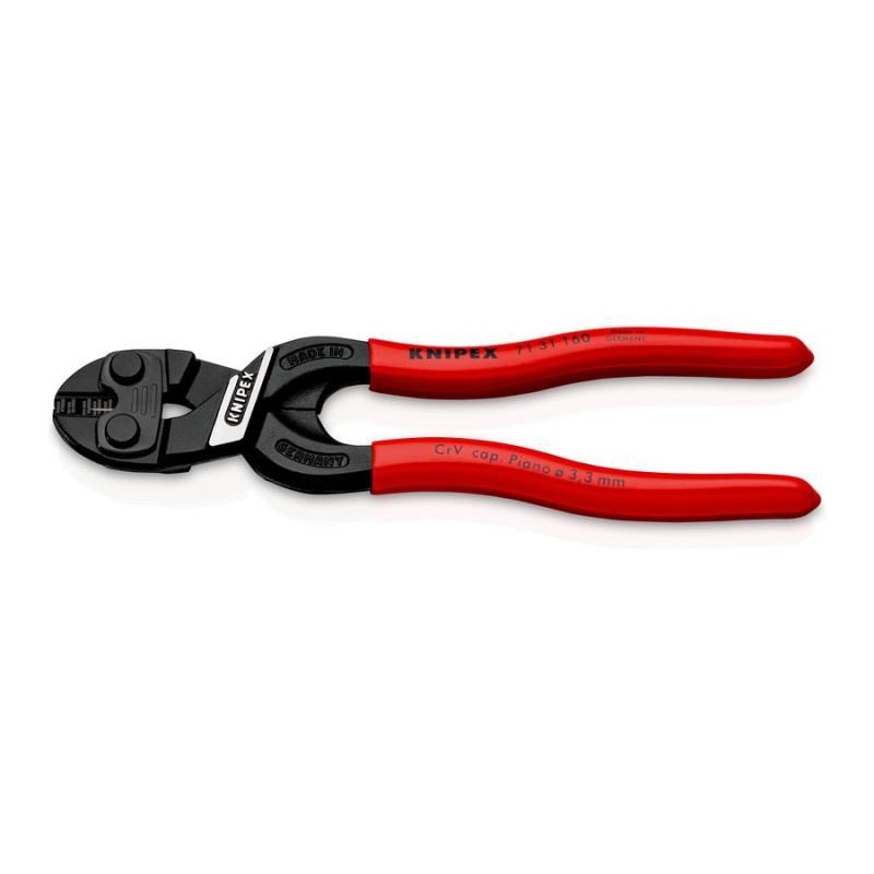 KNIPEX 71 31 160 SB CoBolt® S Tronchesi a doppia leva con incavo nella lama rivestiti in resina sintetica atramentata nera 160 mm in confezione Self-service