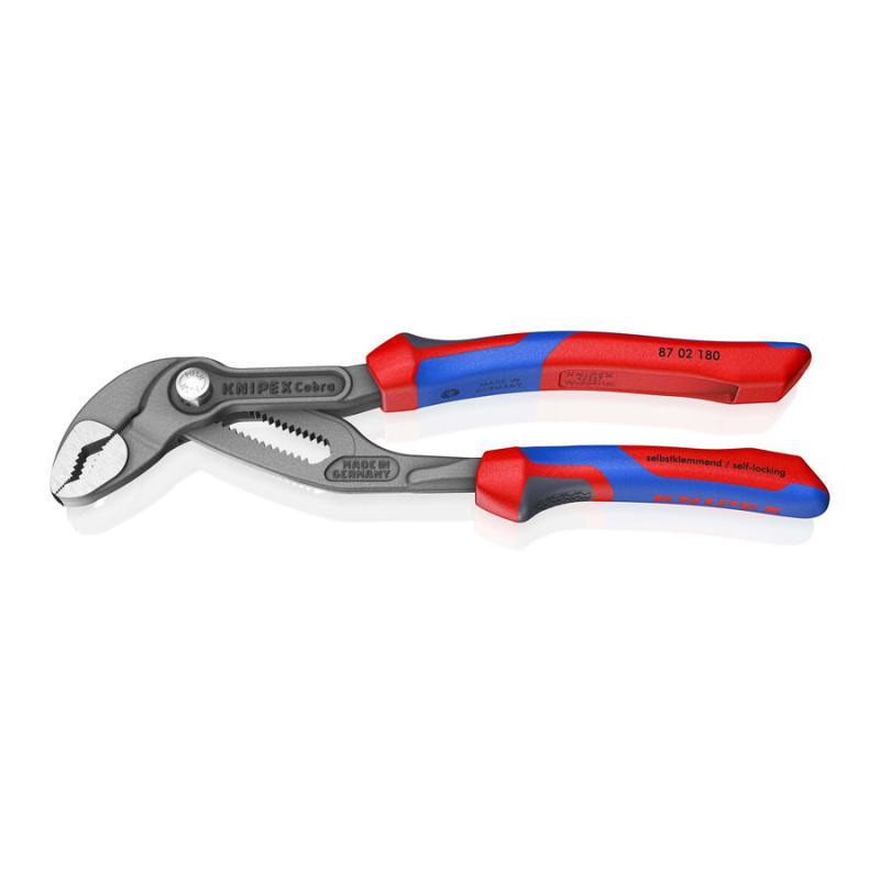 KNIPEX 87 02 180 SB Cobra® Pinza regolabile di nuova generazione per tubi e dadi con manici comfort bonderizzata grigia 180 mm in confezione Self-service
