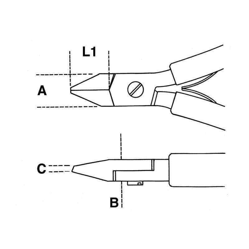 Tronchese Per Elettronica A Taglienti Diagonali Semirasi Becchi Assottigliati Impugnatura Bimateriale 1182BM Beta 011820101