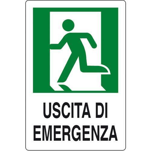Cartello In Alluminio Uscita Di Emergenza Sinistra 30x20 cm
