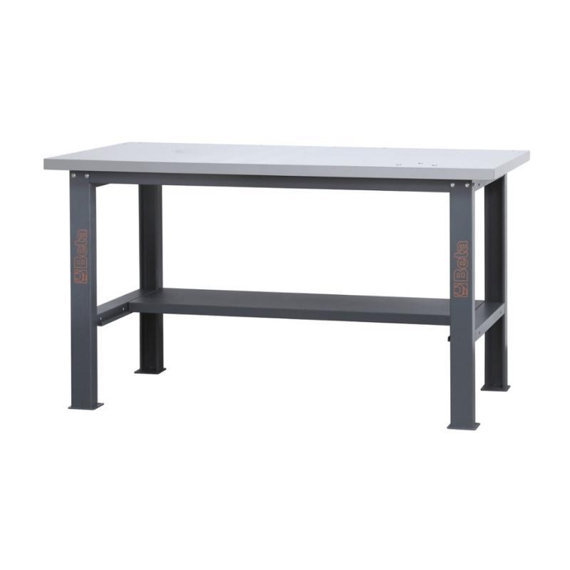 Banco Da Lavoro Semplice Con Piano Mdf Rivestito In Acciaio Inox, Lunghezza 1,6 M C58BC-X1,6 Beta 058000606