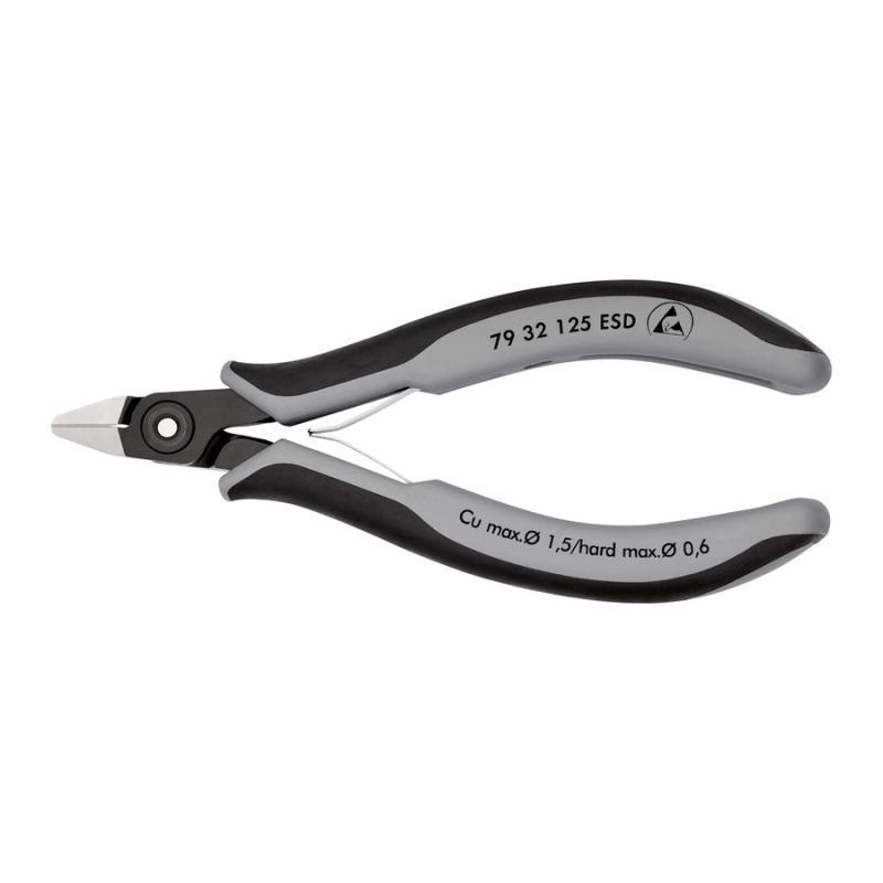 KNIPEX 79 32 125 ESD Tronchese laterale di precisione per elettronica ESD con impugnature multicomponente brunita 125 mm