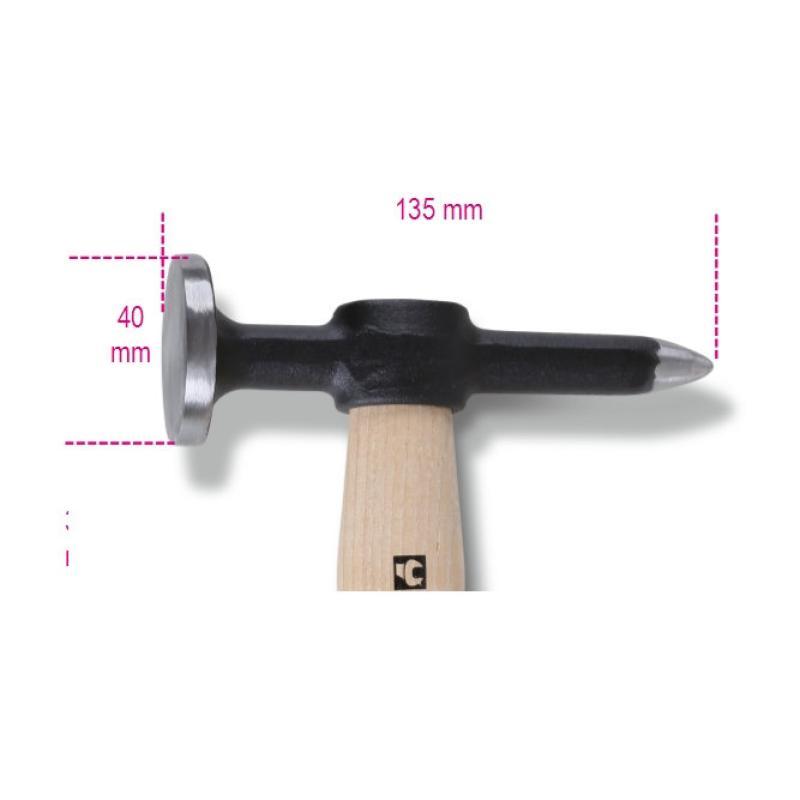Martello Con Testa Tonda Piana E Penna A Punta Manico In Legno 1353 Beta 013530010