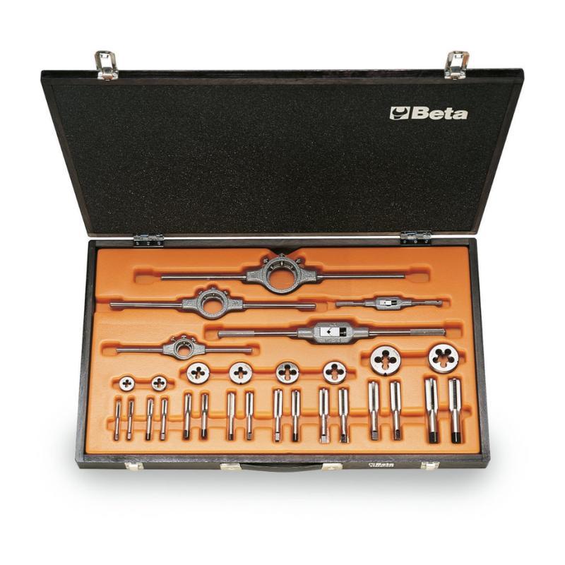 Assortimento Di Maschi E Filiere Con Accessori In Acciaio Al Cromo Filettatura Unf In Cassetta Di Legno 446ASF/C29 Beta 004460070