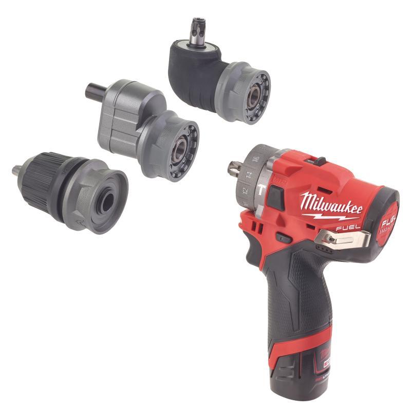 Trapano Compatto A Percussione 12 Volt 2,0 Ah Tecnologia Fuel Valigetta Heavyduty Con 3 Mandrini Intercambiabili - M12 Fpdxkit-202X - Milwaukee 4933464138