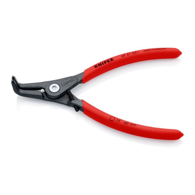 KNIPEX 49 41 A21 Pinza di precisione per anelli di sicurezza per anelli di sicurezza esterni su alberi rivestiti in resina sintetica antiscivolo bonderizzata grigia 165 mm