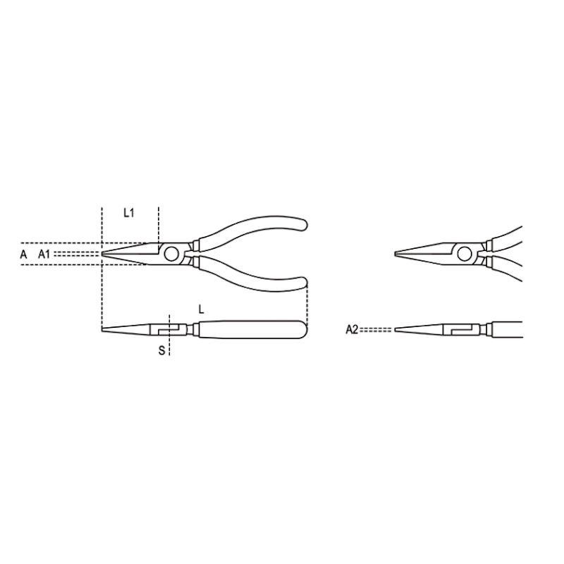 Pinze A Becchi Piatti Lunghi Zigrinati Manici Ricoperti Con 2 Strati Di Pvc Antiscivolo 1008 160 Beta 010080006