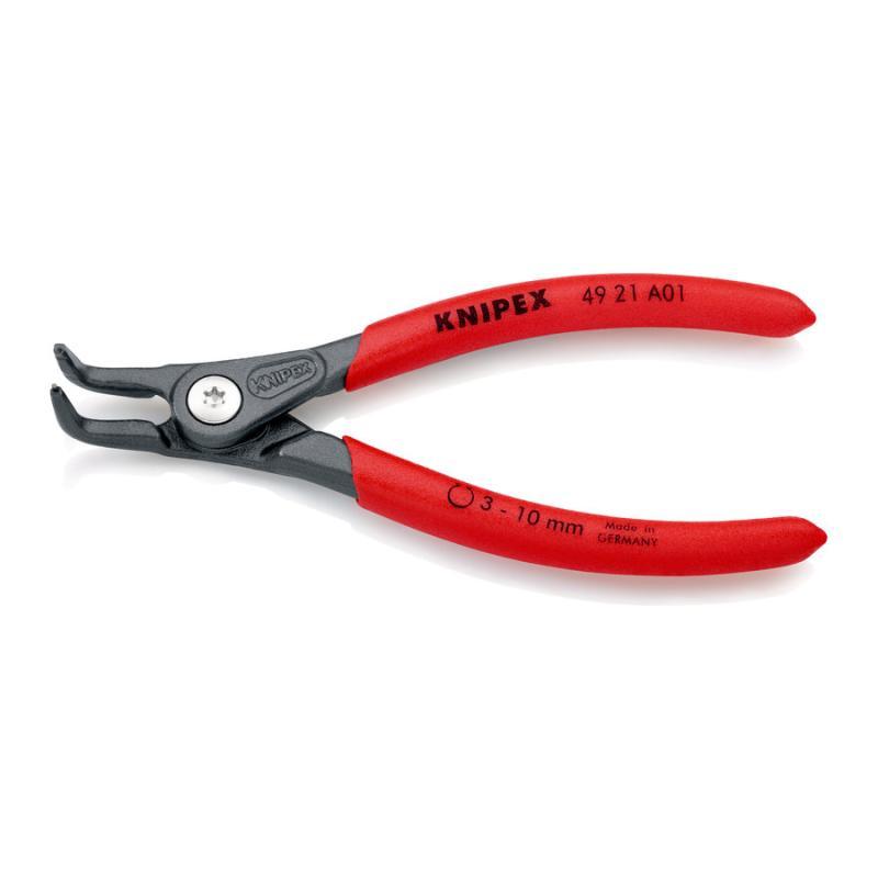 KNIPEX 49 21 A01 SB Pinza di precisione per anelli di sicurezza per anelli di sicurezza esterni su alberi rivestiti in resina sintetica antiscivolo bonderizzata grigia 130 mm in confezione Self-service