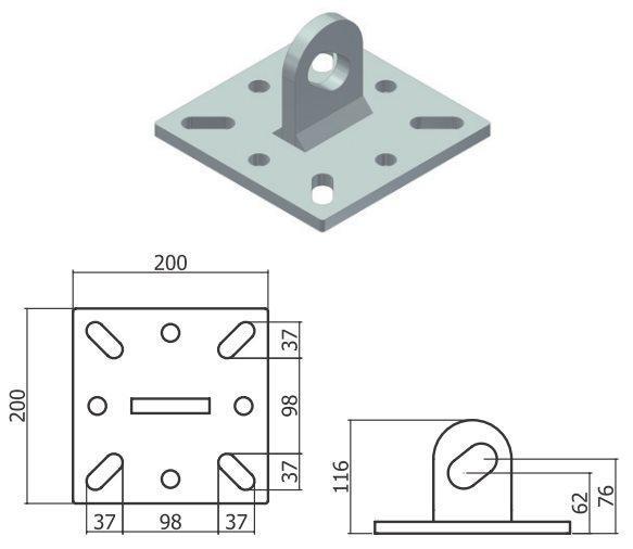 Linea Vita Indeformabile Ancoraggio Con Base Piana 20x20 cm Tipo A-C