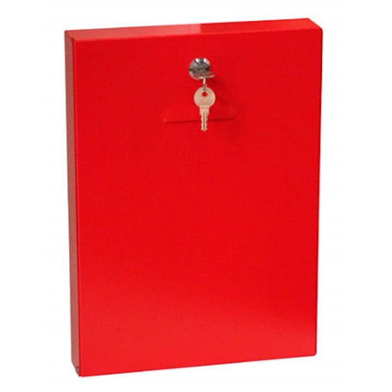 Cassetta Porta Documenti In Acciaio Col. Rosso +ADESIVO E CHIAVE