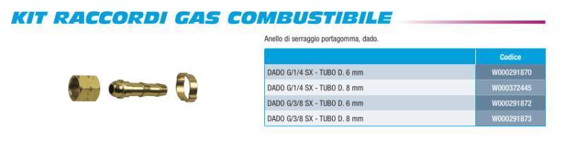 Kit Raccordi Gas Hose Tail Fg In G1-4 Lf Out Htd6-5 Ricambi Gas