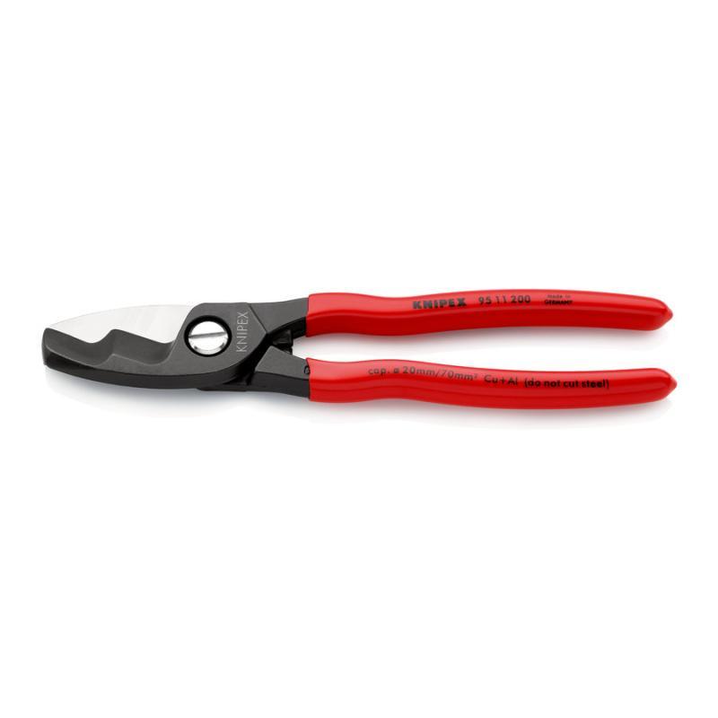 KNIPEX 95 11 200 SB Cesoia per cavi con doppio tagliente rivestiti in resina sintetica brunita 200 mm in confezione Self-service
