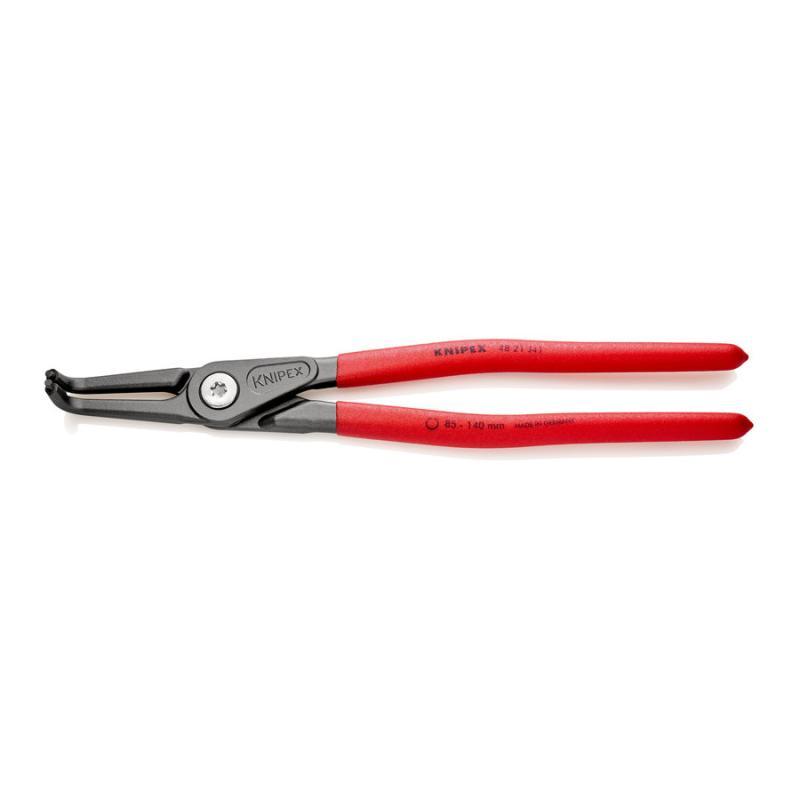KNIPEX 48 21 J41 Pinza di precisione per anelli di sicurezza per anelli di sicurezza interni a fori rivestiti in resina sintetica antiscivolo bonderizzata grigia 305 mm