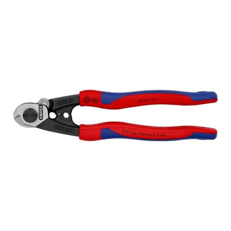 KNIPEX 95 62 190 Cesoia per funi in acciaio forgiata con impugnature multicomponente 190 mm