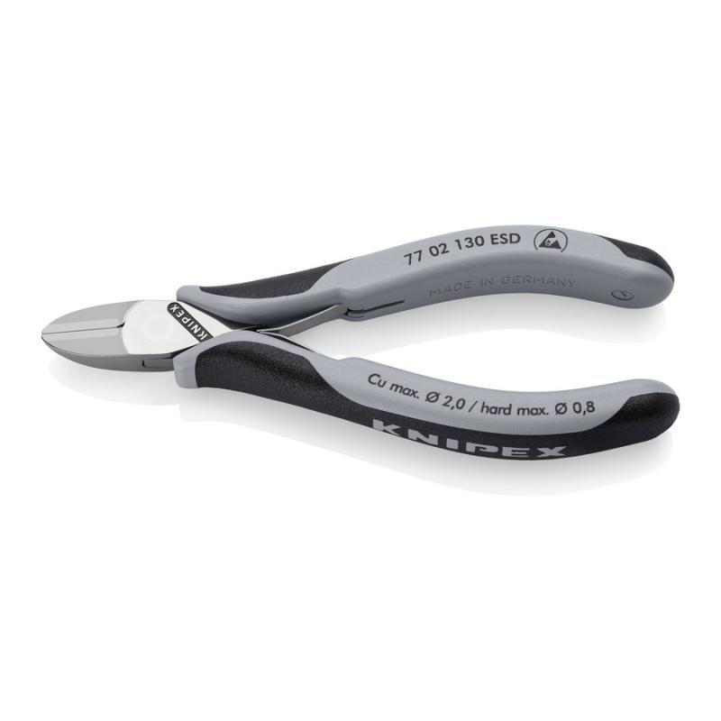 KNIPEX 77 02 130 ESD Tronchesi laterali per elettronica ESD con cerniera passante con impugnature multicomponente 130 mm