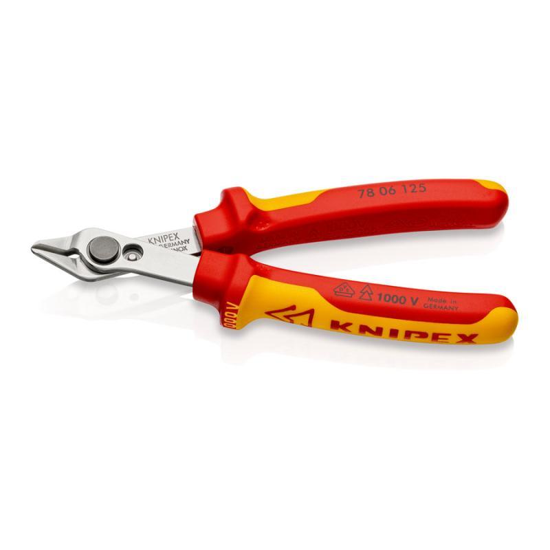 KNIPEX 78 06 125 SB Electronic Super Knips® VDE isolati con manici rivestiti in materiale bicomponente, collaudati VDE 125 mm in confezione Self-service