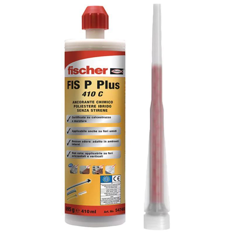 FISCHER FIS P PLUS Resina Poliestere Ibrido Per Calcestruzzo Non Fessurato 410ml
