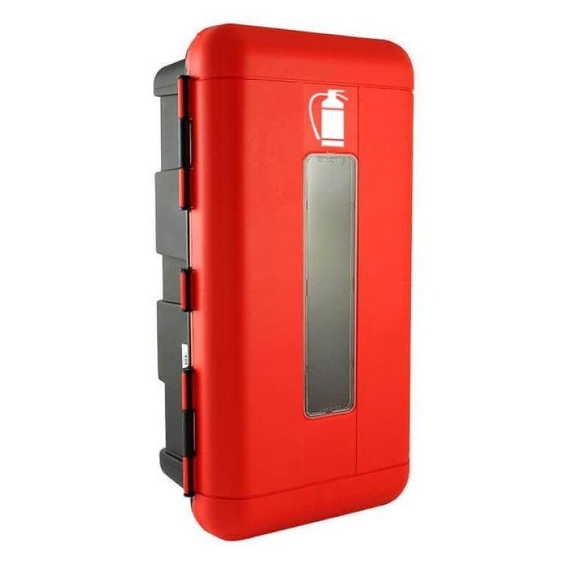 Cassetta Porta Estintore Kg. 6 In Polipropilene Nero/Rosso Per Uso Interno ed Esterno