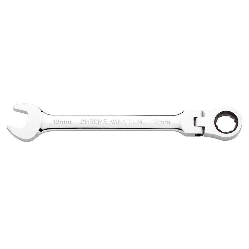 Serie Chiavi Combinate Cromate Con Testa A Cricchetto Snodata - Misure 8 - 10 - 11 - 13 - 15 - 17 - 19 mm FERVI 0690/07P