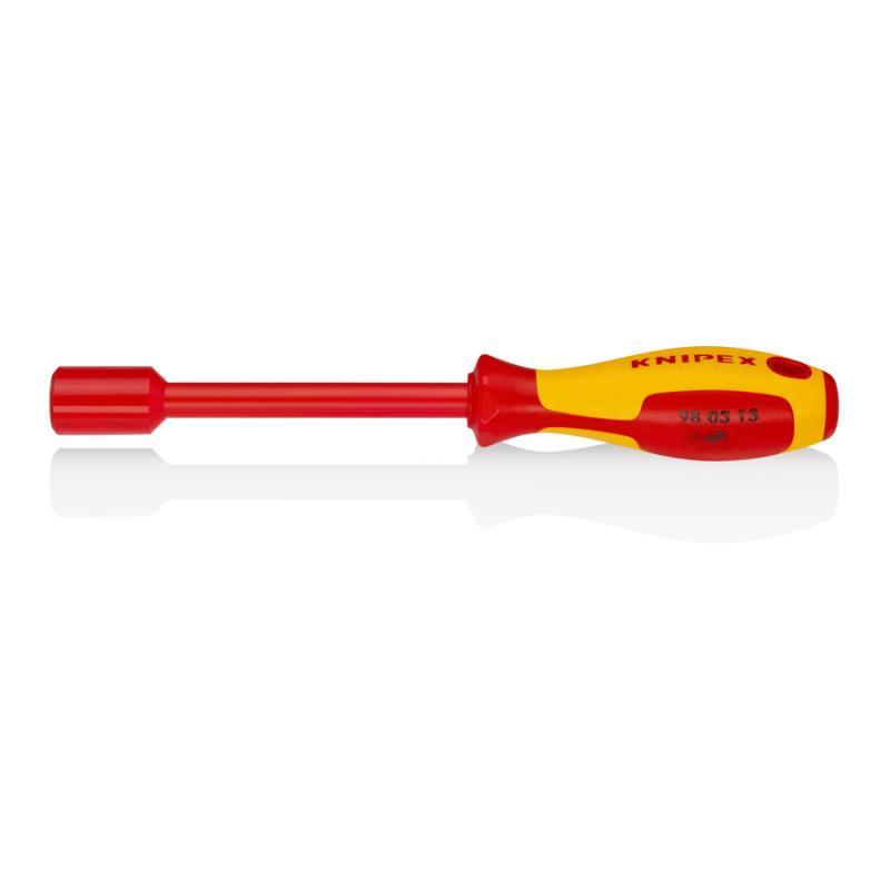 KNIPEX 98 03 13 Chiave a bocca esagonale con impugnatura giraviti isolati con manici rivestiti in materiale bicomponente, collaudati VDE brunita 237 mm