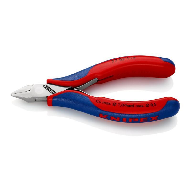KNIPEX 77 52 115 Tronchese laterale per elettronica con cerniera passante con impugnature multicomponente 115 mm