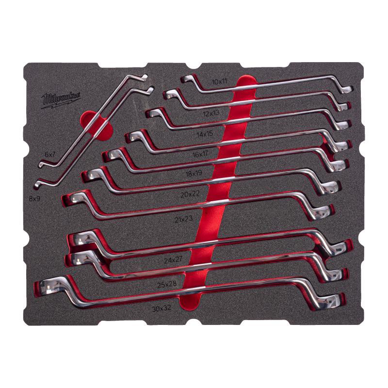 Double Ring Offset Spanner Set Packout Foam Insert - Milwaukee — SET CHIAVI POLIGONALI 12 PZ