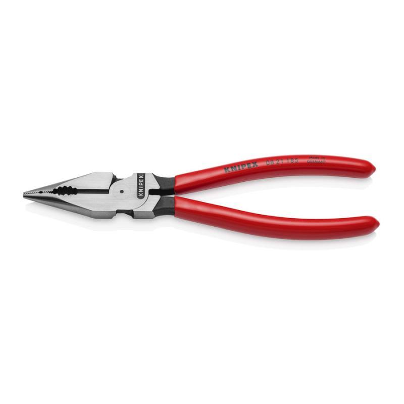 KNIPEX 08 21 185 Pinza universale con testa a punta rivestiti in resina sintetica atramentata nera 185 mm