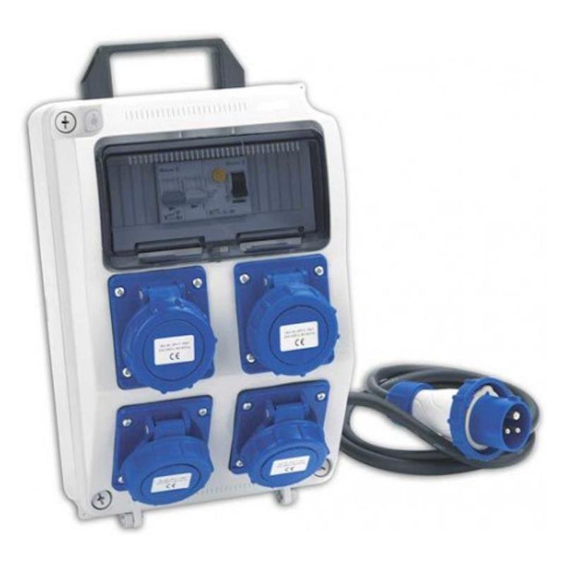 Quadri ASC Portatile Con 4 Prese Industriali 16A 3P IP65 Con Pulsante Emergenza