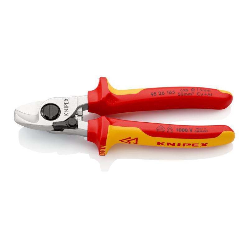 KNIPEX 95 26 165 Cesoia per cavi Con molla di apertura isolati con manici rivestiti in materiale bicomponente, collaudati VDE cromata 165 mm
