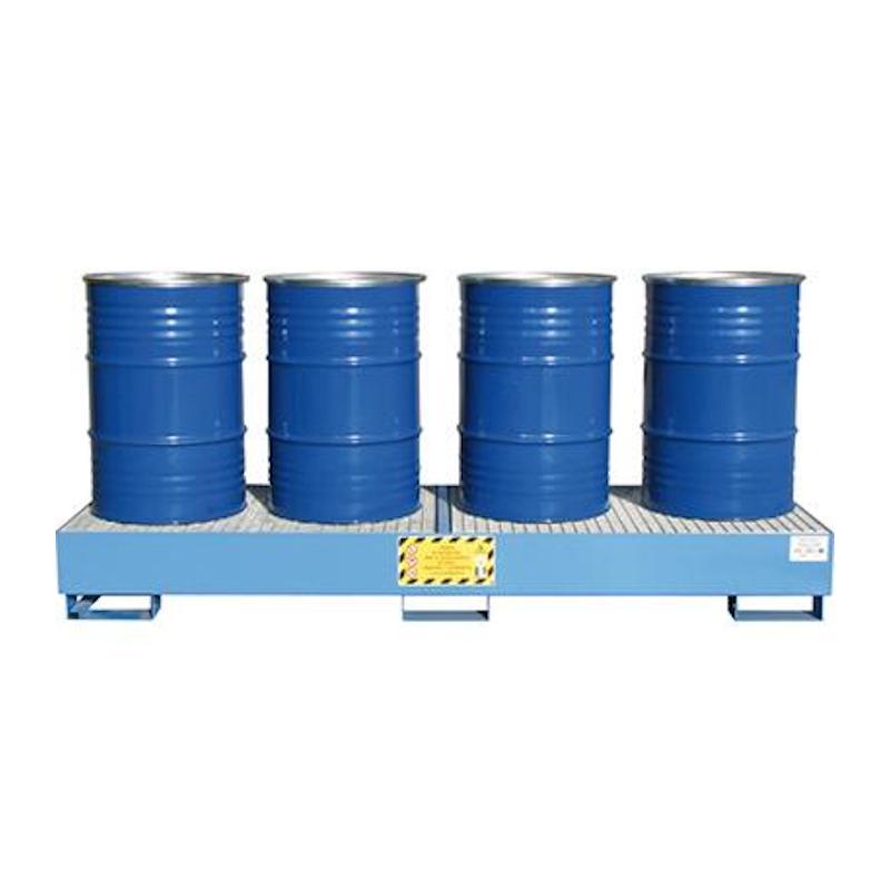 Vasca Di Contenimento In Acciaio Blu Per Lo Stoccaggio Di 4 Fusti dim 134x125xh30cm Capacità 330 lt