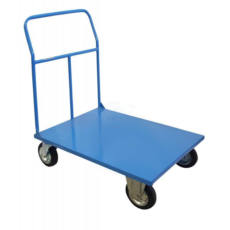 Carrello Alta Manovrabilità Con Pianale 700x1000mm Con 2 Ruote Fisse e 2 Girevoli In Gomma Piena Portata 500Kg