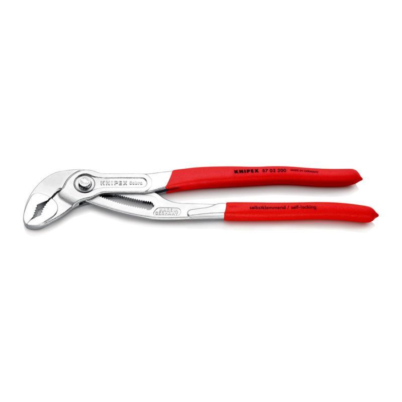 KNIPEX 87 03 300 SB Cobra® Pinza regolabile di nuova generazione per tubi e dadi rivestiti in resina sintetica antiscivolo cromata 300 mm in confezione Self-service
