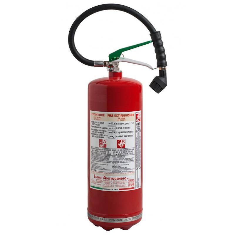 Estintore 6 Litri Schiuma En 3/7 Involucro Acciaio Inox Con Valvola Anticorrosione