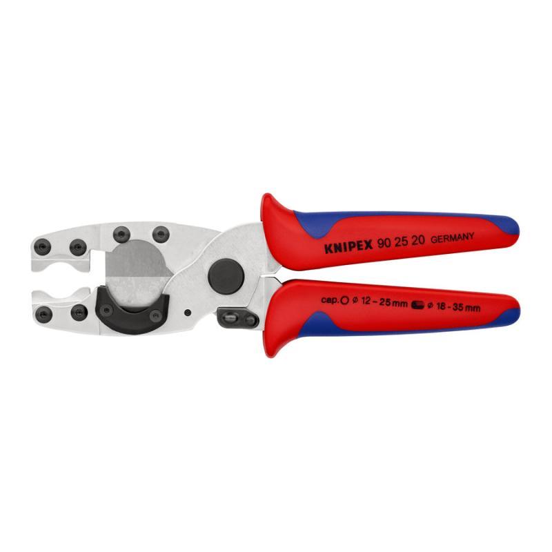 KNIPEX 90 25 20 SB Tagliatubi per guaine e tubi rivestiti con impugnature multicomponente cromata 210 mm in confezione Self-service