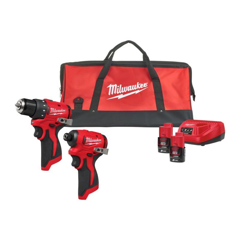 Kit M12™ Brushless Trapano avvitatore compatto + Avvitatore ad impulsi 1/4'' Hex (12V) Blddrc + Blidrc - M12 BLPP2D-202B - Milwaukee 4933500139