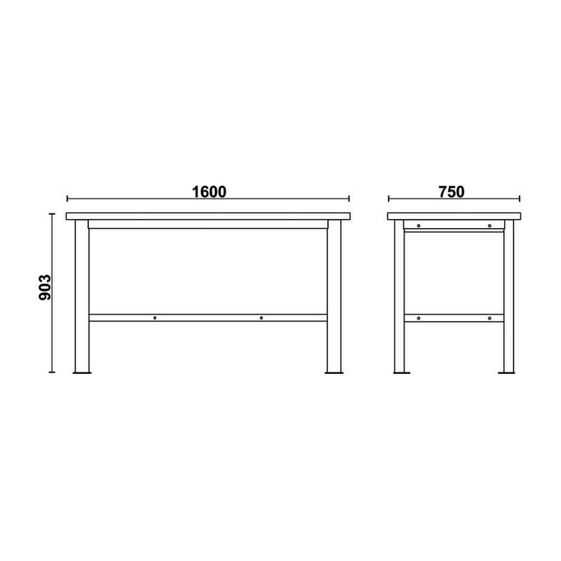 Banco Da Lavoro Semplice Con Piano Mdf Rivestito In Acciaio Inox, Lunghezza 1,6 M C58BC-X1,6 Beta 058000606